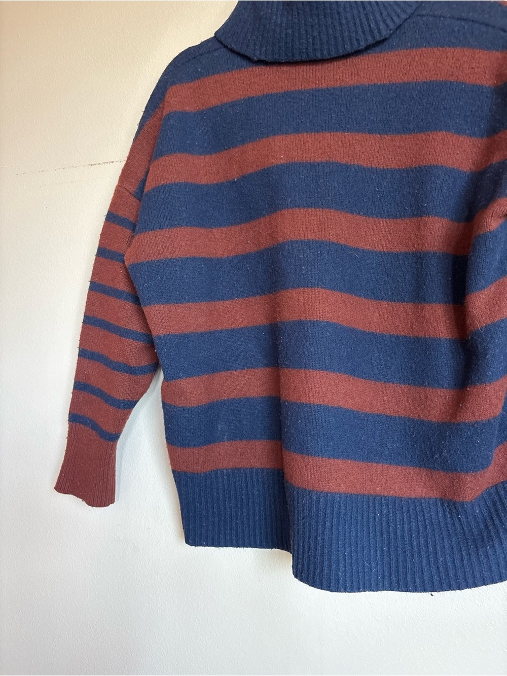 Madewell Striped Wool Blend Turtleneck Sweater Oversized - Picture 2 of 9